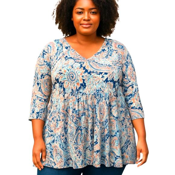 Pink Coconut 2X Women's Top Shirt Blouse 3/4 Sleeves Plus Size 2XL XXL 18W 20W - Picture 1 of 6